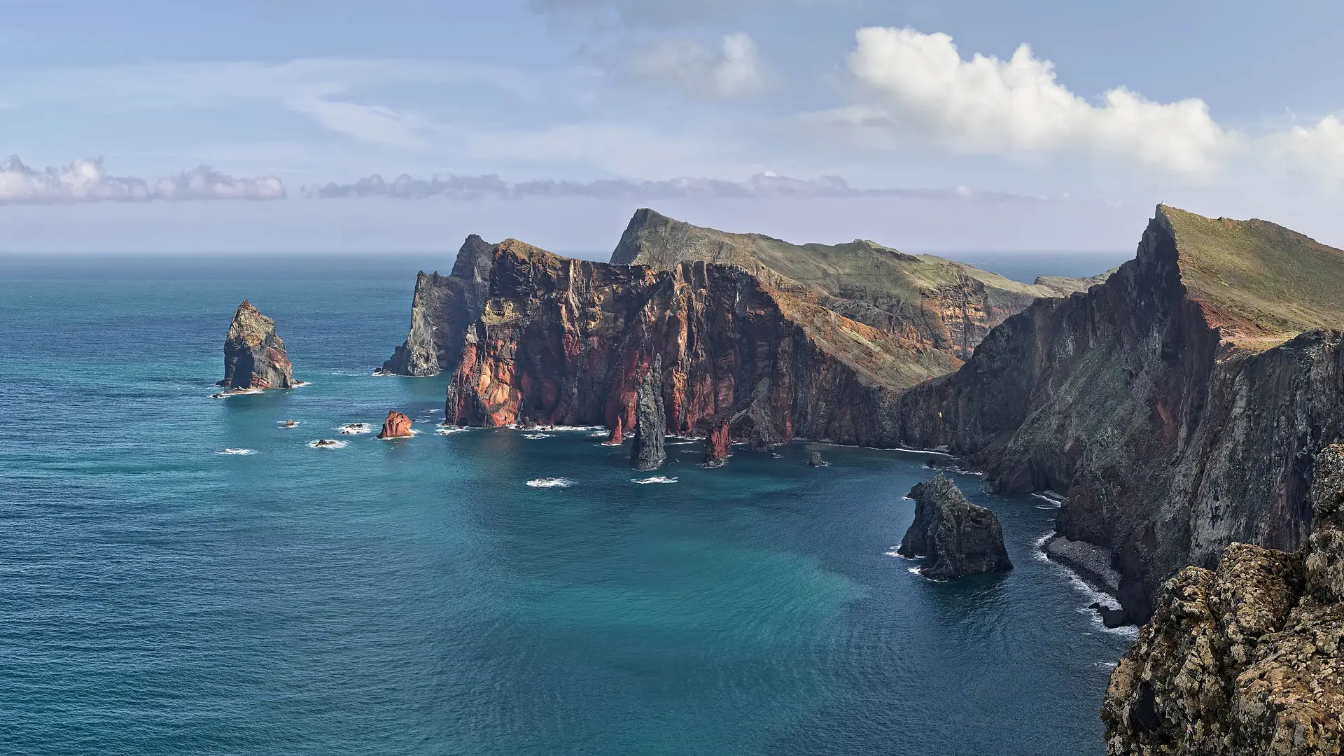 The cliffs of Ponta de São Lourenço above the Atlantic, Madeira's eastern tip